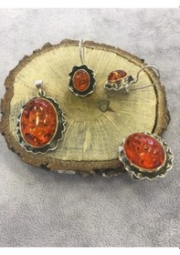 Resim Kehribar Taşlı Gümüş Set 925 Ayar (372671266) 