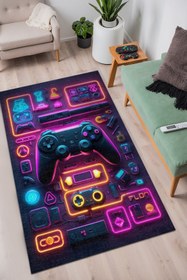 Resim Depoba Aspect Gaming Oyuncu Odası Halısı Şönil Dijital Baskılı Kaymaz Taban Yıkanabilir 