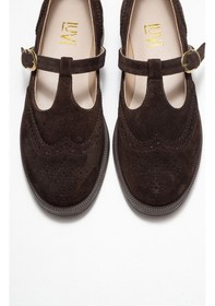 Resim Luvishoes Luvi Shoes Janney Kahverengi Süet Hakiki Deri Bantlı Kadın Loafer Ayakkabı Kahve Süet 