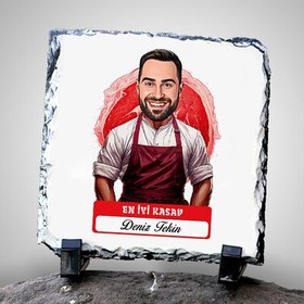 Resim Karikatürlü En iyi Kasap Dekoratif Taş 