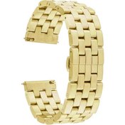 Resim Galaxy Watch 46mm (22mm) Uyumlu KRD-20 Metal Zore Kordon-Gold 
