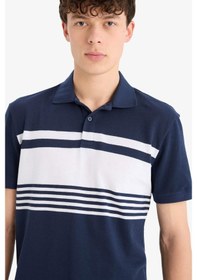 Resim DeFacto Regular Fit Polo Yaka Kısa Kollu Çizgili Tişört D7600AX25SPNV135 