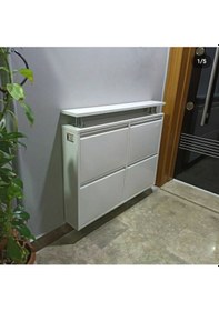 Resim KASER 2+2 YATAY RAFLI METAL AYAKKABILIK Beyaz 