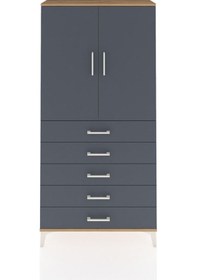 Resim Arges Dolap Tek Raflı 5 Çekmeceli Tek Askılı 88x30x182 Çam-an... Çam 