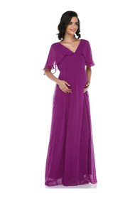 Resim Modalabio Moda Labio- Babyshower Melek Kol Hamile Elbisesi Mor 