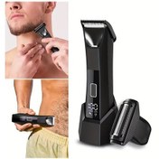 Resim Honeybeeshop 8126 Erkekler İçin 2si 1 Arada Vücut Tüyü Düzeltici Tıraş Makinesi Seramik Bıçaklı Çift Başlı Usb C Şarj Lcd Ekran Seyahat Kilidi 