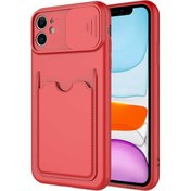 Resim Apple iPhone 11 Uyumlu Kılıf ​sürgülü Lens Koruma Kart Bölmeli Fit Özel Koleksiyon Case 