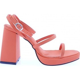Resim Dgn 7755-23y Kadin Tek Bant Alçak Platform Yüksek Topuk Bilekten Bağli Sandalet 7755-424-R6448 Orange 