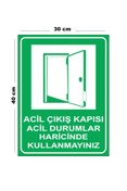Resim Lucena Metal Acil Çıkış Kapısı Acil Durumlar Haricinde Kullanmayınız 30cm x 40cm A3 Büyüklüğünde Uyarı 