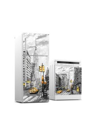 Resim Buzdolabı Ve Bulaşık Makinası Beyaz Eşya Sticker Kaplama Newyork Yağlıboya 