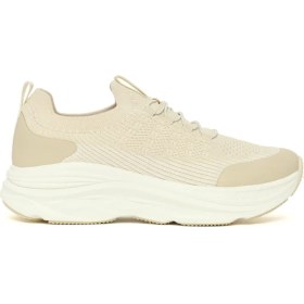Resim Derimod Zero Kadın Krem Kalın Tabanlı Bağcıklı Kumaş Sneaker 26PFE49536F 