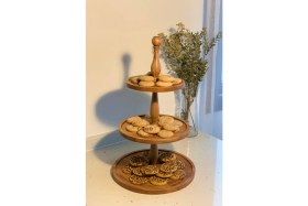 Resim Goodwood 3 Katlı Ahşap Kek Pasta Sunumluk Standı, Estetik Servis Tabağı, Kayın Ağacından Üretilmiş 
