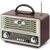 Resim ® Küçük Boy Retro, Nostaljik, Ahşap Tasarım Bluetooth Hoparlörlü, Şarjlı, Taşınabilir Yanı LED Işıklı FM/AM Destekli Radyo NS6675 