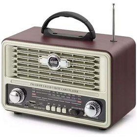 Resim ® Küçük Boy Retro, Nostaljik, Ahşap Tasarım Bluetooth Hoparlörlü, Şarjlı, Taşınabilir Yanı LED Işıklı FM/AM Destekli Radyo NS6675 
