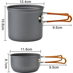 Resim Pazly Kamp Mutfak Seti Alüminyum 2-3 Kişilik Katlanabilir Tencere Kase Isı Sağlama Çiftlik Piknik 