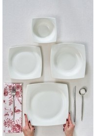 Resim Karaca Square Bone Mensa 24 Parça 6 Kişilik Yemek Takımı Beyaz 