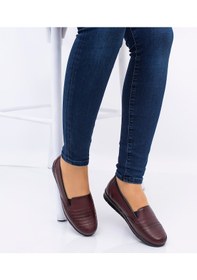 Resim Anne Ayakkabısı Tam Ortopedik Günlük Hakiki Deri Topuk Jelli Düz Taban Özel Bedenler Bordo 