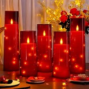 Resim 5 Adet Alevsiz Mum, Pille Çalışan Led Mumlar Gömülü Yıldız Ipliği ile, Sevgililer Günü Hediyeleri için Dekoratif Mumlar, Sevgililer Günü Dekorasyonu, Romantik Yıldönümü, Paskalya Pazar Dekoru, Düğün Partisi Odası ve Oturma Odası Dekoru 
