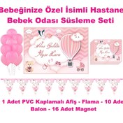 Resim Elara Tasarım Hastane Bebek Odası Süsleme Seti Bebeğinizin Ismine Özel (afiş-flama-magnet-balon) 