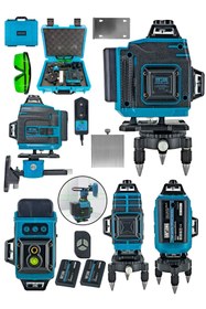 Resim Daflong Şarjlı Çift Akülü Profesyonel 4 Köşe 4×360 16 Satır Yeşil Çizgi Lazer Hizalama 