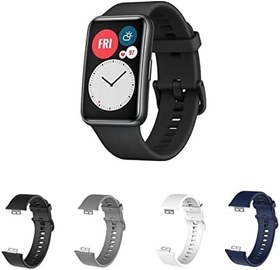 Resim Microcase Huawei Watch Fit için Koruma Silikonlu Kordon Kayış - KY26 (Beyaz) 