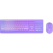 Resim Everest KM-1500 Mor Kablosuz Rainbow Aydınlatmalı Q Multimedia Klavye + Mouse Set 