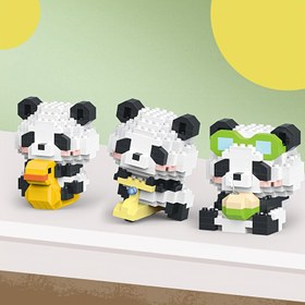 Resim 12 Stil Panda Yapı Taşları - Sevimli Masa Süsleri, Gençler İçin Tatil Hediyesi, ABS Malzeme, Hayvan Teması, Oda Dekoru İçin Mükemmel 