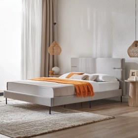 Resim Puffy Baseup Başlıklı Karyola - Taş 