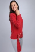 Resim FTZ Women Kadın Önü İncili Bluz Kırmızı 20-570 