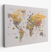 Resim Es10 Kanvas Türkiye Haritası Komşulu Ülkeli Dekoratif 1067 (95 x 165) 