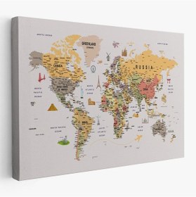 Resim Es10 Kanvas Türkiye Haritası Komşulu Ülkeli Dekoratif 1067 (95 x 165) 