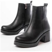 Resim 5109-3057 Siyah Lastikli Fermuarlı Kalın Topuklu Günlük Kadın Bot Çok Renkli 