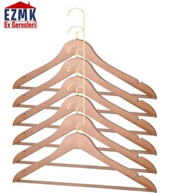 Resim EZMK EV GEREÇLERİ Lüks Masif Ahşap Askı Cilalı Ve Özel Sarı Kaplamalı Kanca 5 Adet 