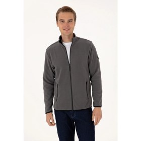 Resim U.S. Polo Assn. Erkek Regular Fit Gri Polar Örme Hırka 50313779-VR024 