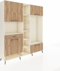 Resim Hyperion Dolap 12 Raflı Tek Çekmeceli 8 Kapaklı 220x44x243 Aytaşı-çam/çam Atlas Çam/atlas Çam 