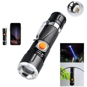Resim P50 Led Şarjlı Mıknatıslı Usb El Feneri Siyah 