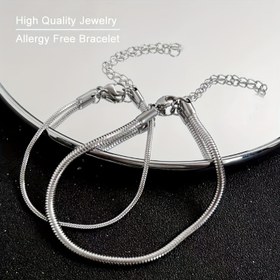 Resim LMNZB Erkekler için Paslanmaz Çelik 2mm Yılan Zincir Bilezik - Hipoalerjenik, Solmayan Dayanıklı Tasarım, Kolay Bakım & Rahat Kullanım Günlük Kıyafetler İçin, Trend Moda Aksesuarı, Yılan Takısı 