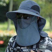 Resim Erkeklerin Güzel Güneş Koruma Çantası ile Geniş Kanatlı Şapka - Dayanıklı Polyester, Nefes Alabilen Mesh Yüz Kapağı, Balıkçılık, Plaj, Bisiklet ve Açık Hava Aktiviteleri için İdeal - Açık Hava Ekipmanları | Şık Çanta Şapkası | Ayarlanabilir Başlık 