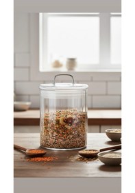 Resim 700 Ml Cam Kavanoz Kapaklı Bakliyat, Baharat & Kuru Gıda Saklama Kabı Şeffaf, Dayanıklı Cam 