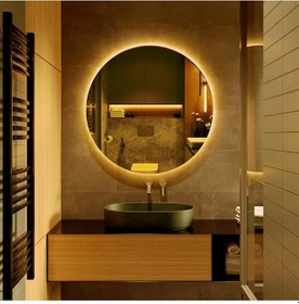 Resim Dekoratif Led Işıklı Yuvarlak Banyo Ve Konsol Aynası Şeffaf 