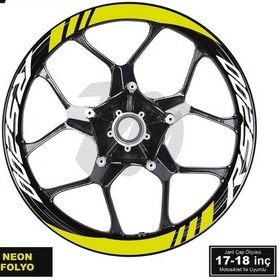 Resim Bajaj Rs200 Geniş Jant Sticker Modeli 16'lı Neon Sarı Beyaz 
