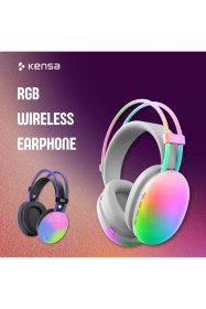 Resim Karler Bass KR-H1 RGB Light Bluetooth 5.3 Oyuncu Kulaklığı - Işıklı Wireless Headset 