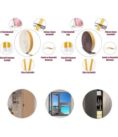 Resim OKÇU KARDEŞLER YAPI MARKET Kapı Pencere Kauçuk Izolasyon Bandı Fitili Yapışkanlı 10 x 2=20 Metre 