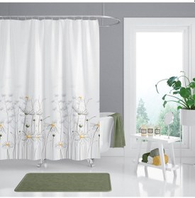 Resim Banyo Duş Perdesi 8441 120x200 Perde Borusu Askı Aparatı 90x130 Hediyeli Çok Renkli 