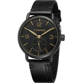 Resim Hanyang 01 T-Kazanan Basit Rüzgar Çift Ekran Boyutu Daire Mekanik Saat Siyah ve Beyaz Yuvarlak Bilek Kayışı Saat (Yurt Dışından) 