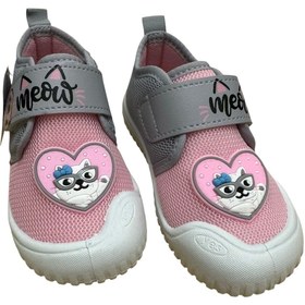 Resim Gezer Kız Çocuk Keten,Hafif ,Yumuşak ve Kaymaz Taban Panduf Ev Kreş Ayakkabısı Kedi Model 