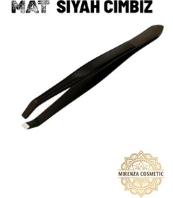 Resim mirenza cosmetic Düz Uçlu Mat Siyah Cımbız - Paslanmaz Çelik Kaş Alma ve Tüy Temizleme Cımbızı 