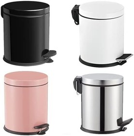 Resim BERTA Hijyen Pedallı Banyo Çöp Kovası 5LT Siyah Beyaz Pembe (Metal) 