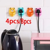 Resim 4/8 adet Sevimli Karikatür Ayı Duvara Monte Elektrik Priz Tutucu - Güçlü Yapışkanlı Kablo Düzenleyici, Kolay Kurulum Mutfak Priz Depolama Kanca, Sarı, Turuncu, Pembe ve Mavi Renklerde Şık Plastik Tasarım, Ev & Ofis Kullanımı İçin Mükemmel, Yardımcı Kanca 