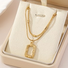 Resim 1parça Şık 2 Katmanlı Geometrik Pendentli Sweater Zincir Kolye - 14K Altın Kaplama, Bohem Tarzı, Günlük Giyim ve Hediye İçin Mükemmel, Her Gün Takı|Geometrik Pendent|Dayanıklı Alaşım 
